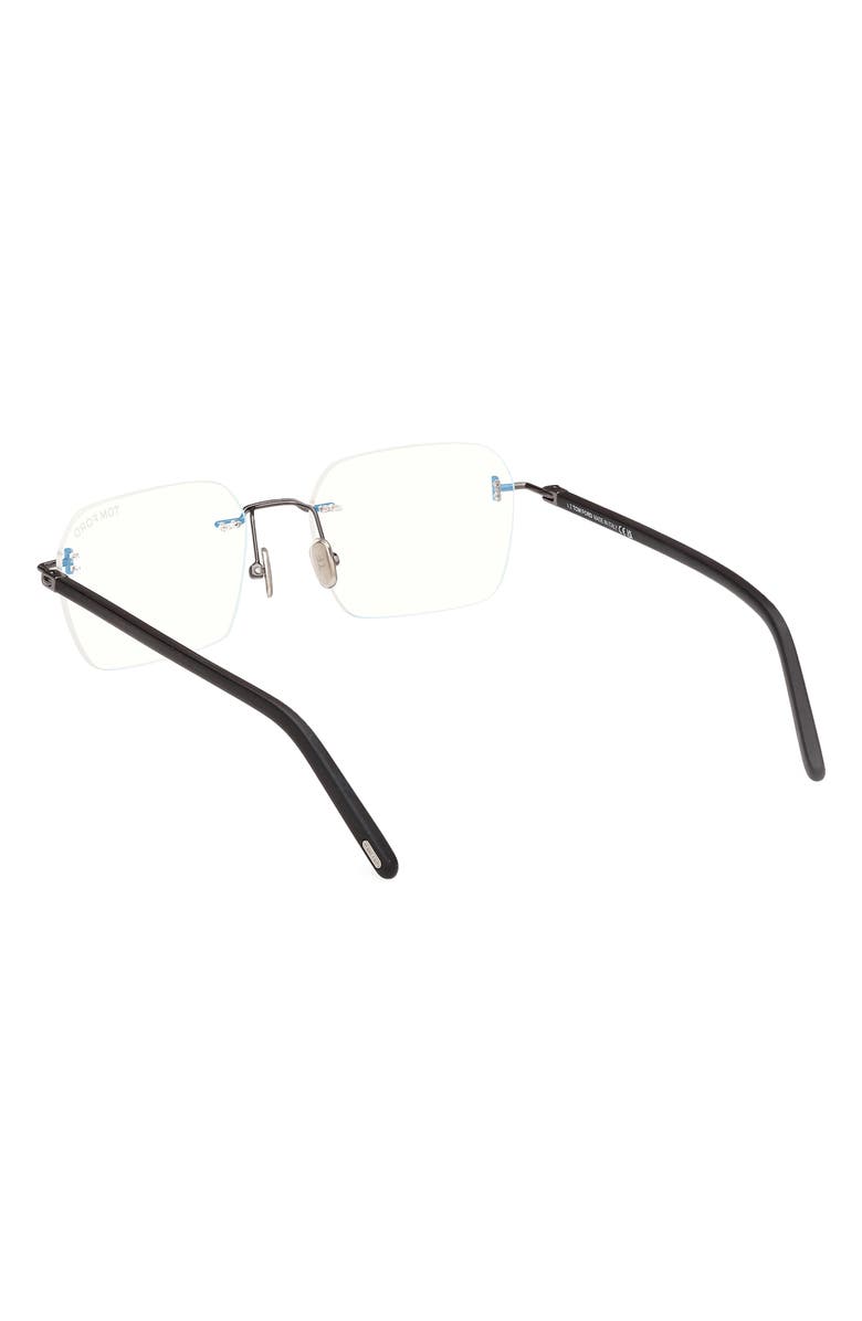 TOM FORD 54mm Rectangular Blue Light Blocking Optical Glasses, Alternate, color, Ruthenium Black / T Logo