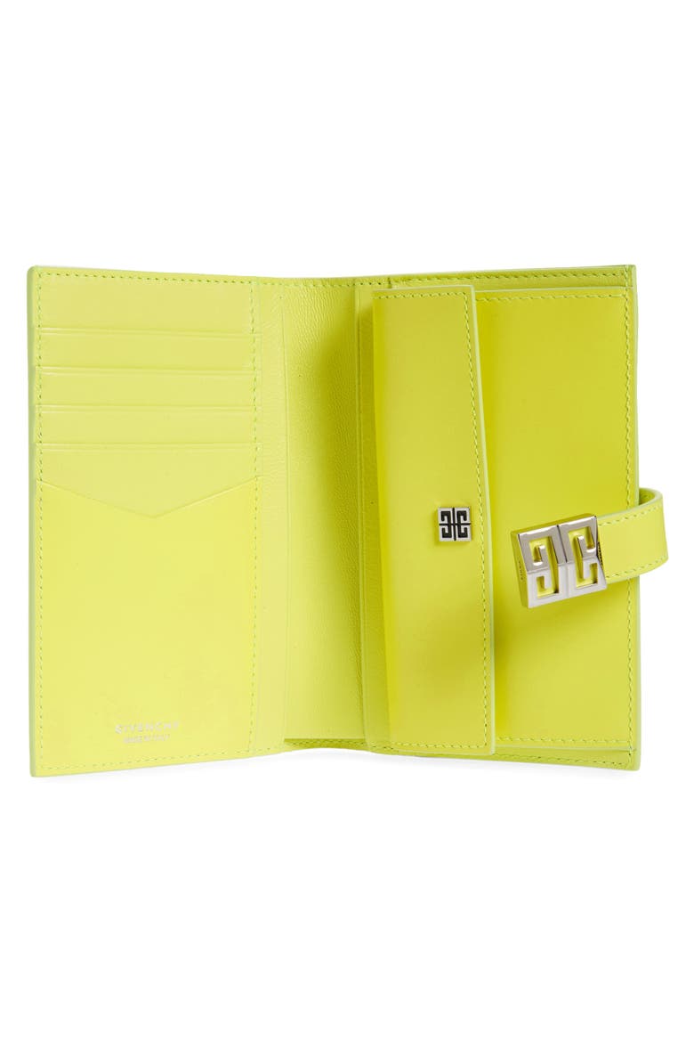 Medium 4G Leather Bifold Wallet, Alternate, color, FLUO YELLOW