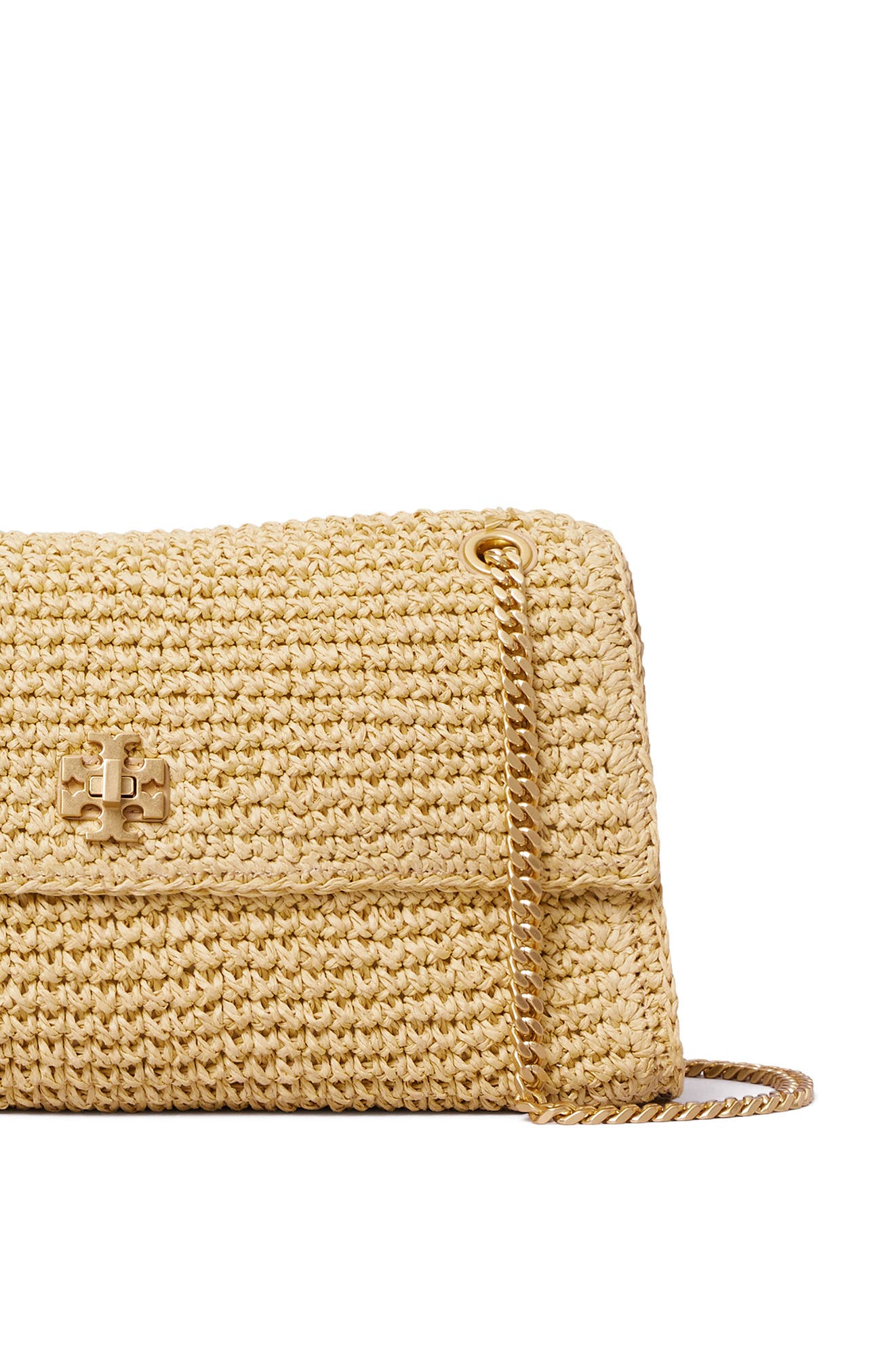 Tory Burch Kira Straw Shoulder Bag, Alternate, color, Natural