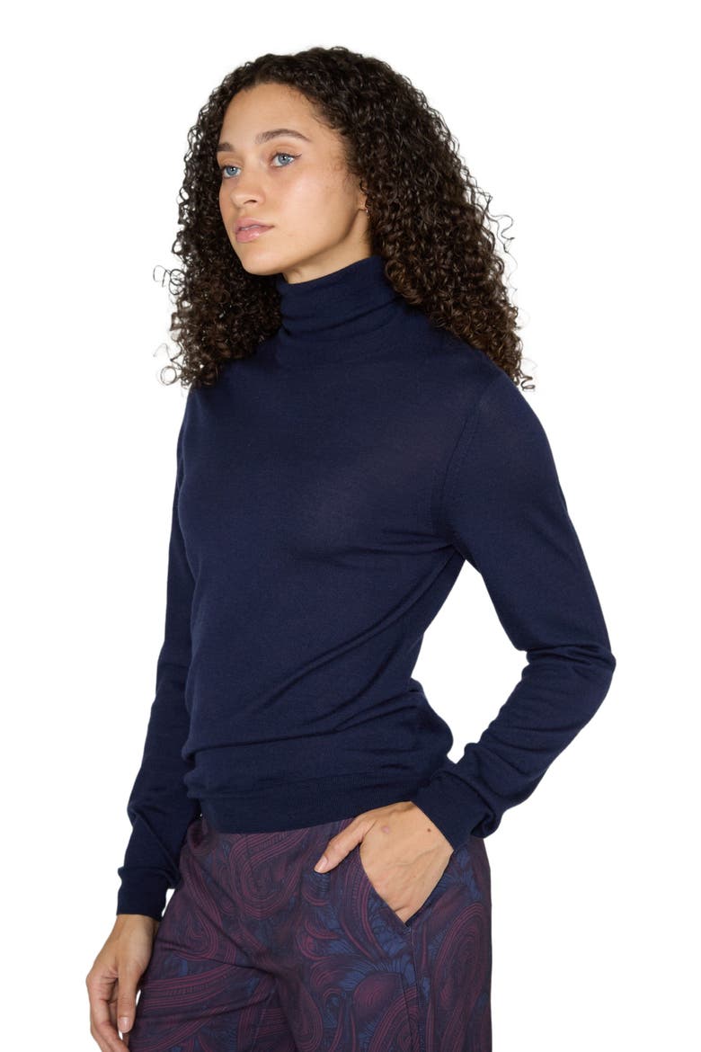 Rona Cashmere Blend Turtleneck Sweater, Alternate, color, Navy