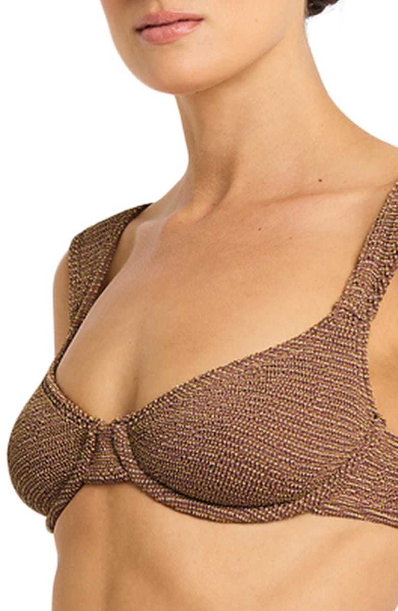 bond-eye Georgia Metallic Underwire Balconette Bikini Top, Alternate, color, Cocoa Butter Lurex