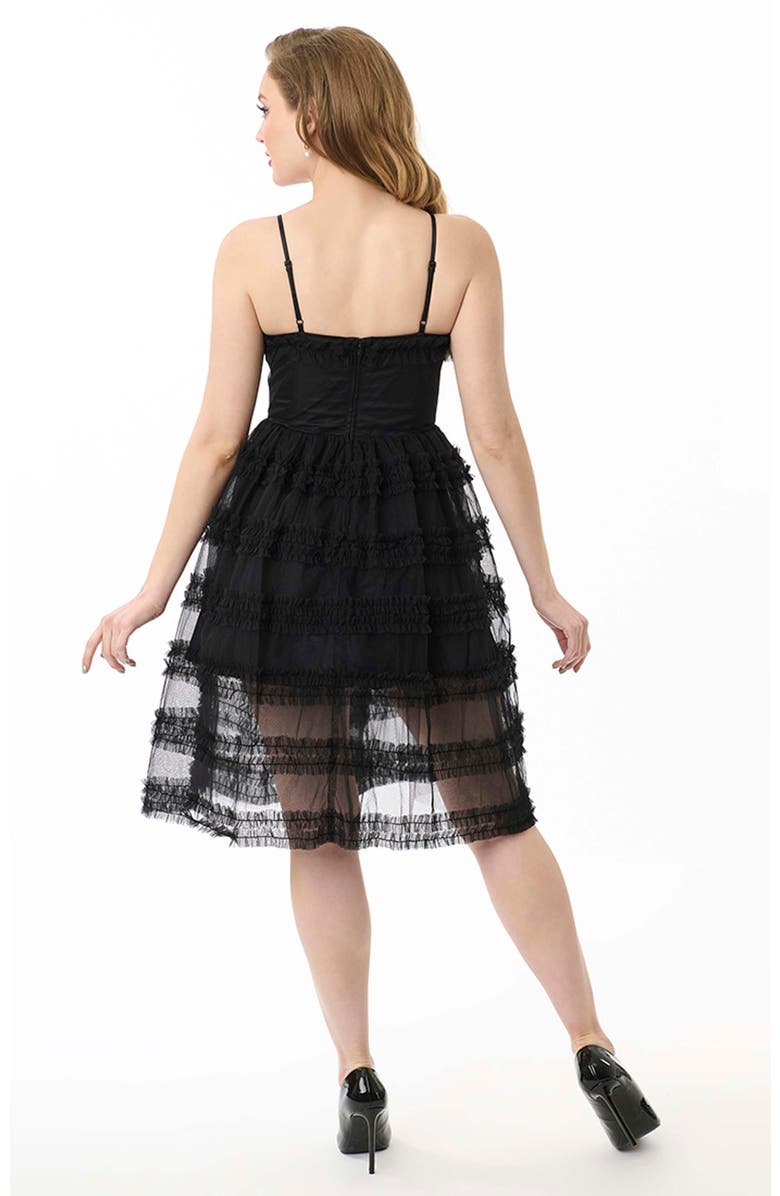 Unique Vintage Tiered Sheer Swing Dress, Alternate, color, Black