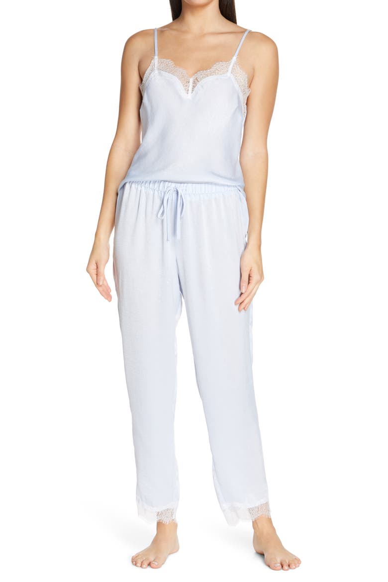 Washed Satin Pajamas, Main, color, BLUE FEATHER