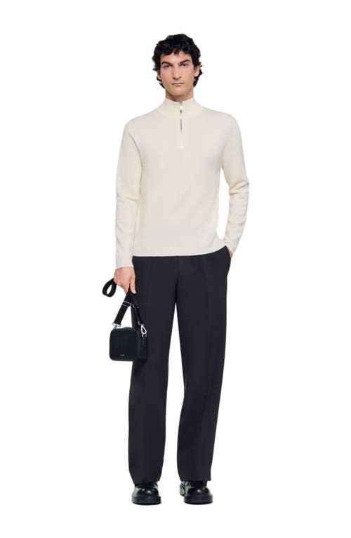 Sandro Wool Sweater With Zip Collar In White