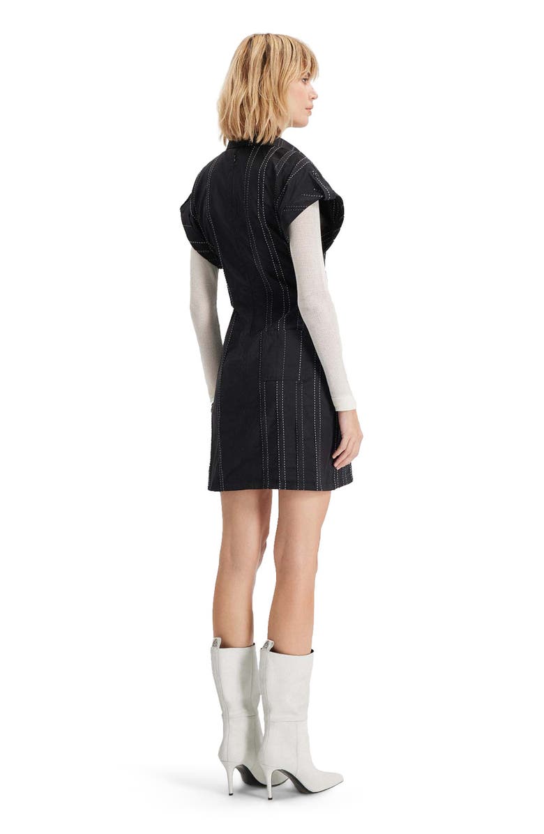 THEO The Label Theia Striped Taffeta Camp Dress, Alternate, color, Black