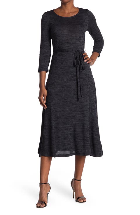 Sylvia 3/4 Sleeve A-Line Midi Dress