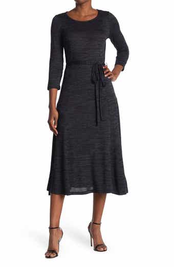 Nina Leonard Sylvia 3/4 Sleeve A-Line Midi Dress