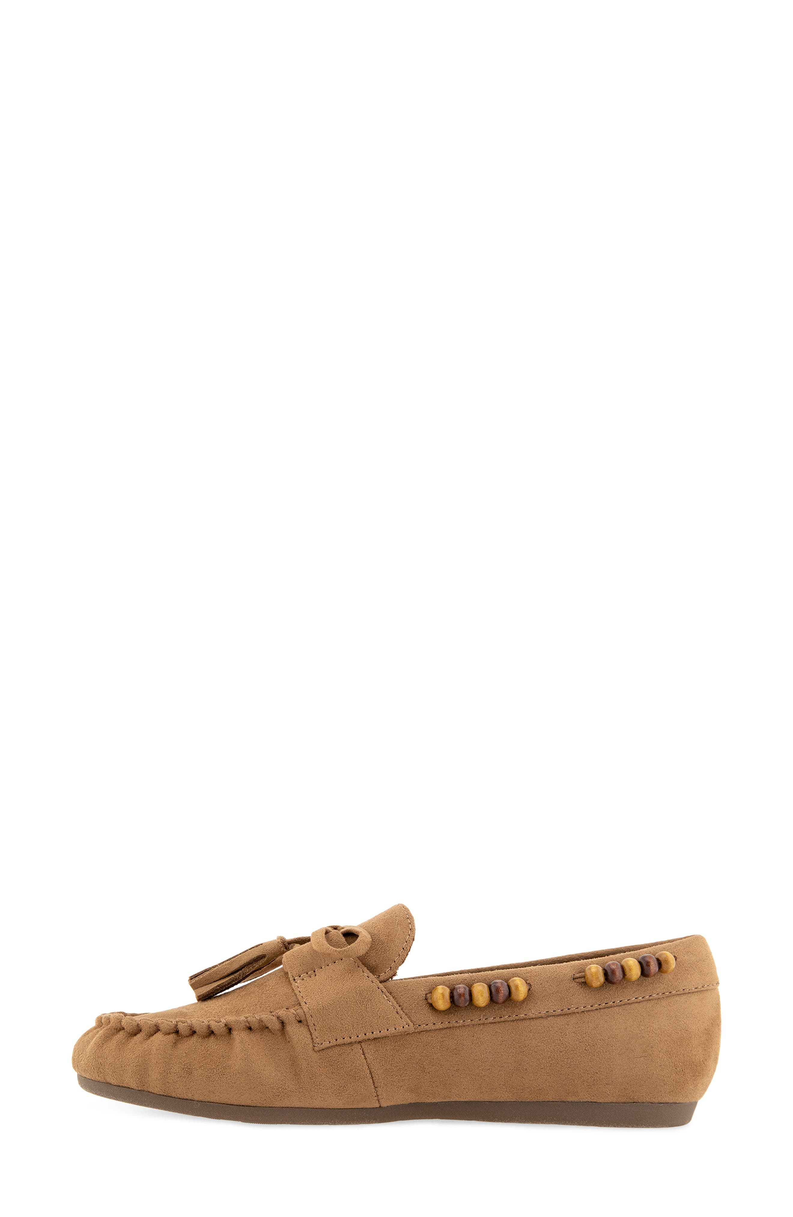 Tatie Tassel Faux Suede Loafer, Alternate, color, LIGHT BROWN