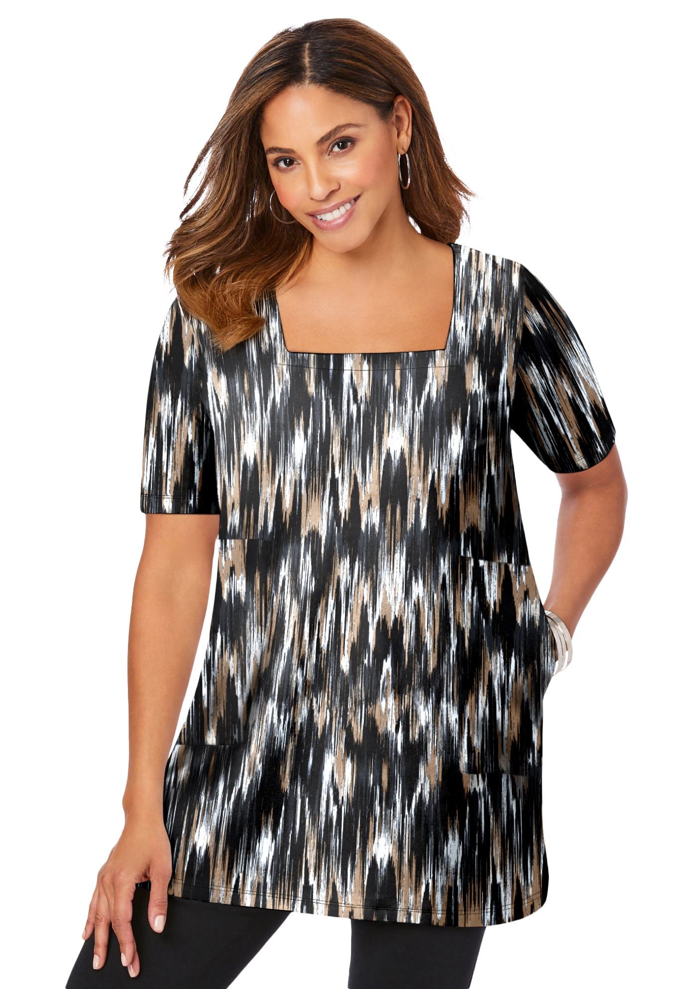Stretch Cotton Square Neck Tunic - image 3