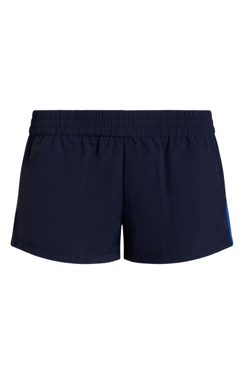 Shop Lioness Twilight Stripe Low Rise Nylon Shorts In Midnight