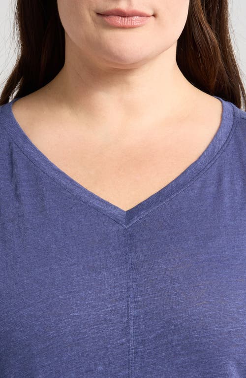 Eileen Fisher V-neck Organic Linen T-shirt In Bluette
