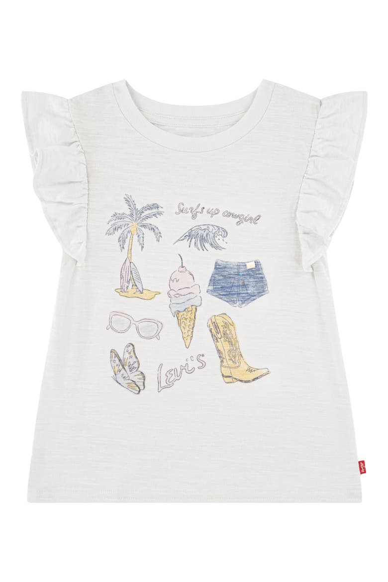 Kids' Coastal Flutter Sleeve Graphic T-Shirt, Main, color, ANTIQUE WHITE