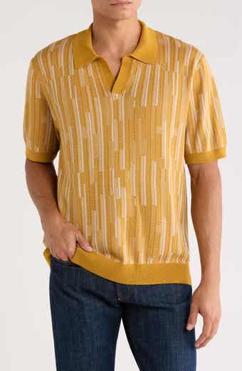 FOR THE REPUBLIC Textured Johnny Collar Polo Sweater