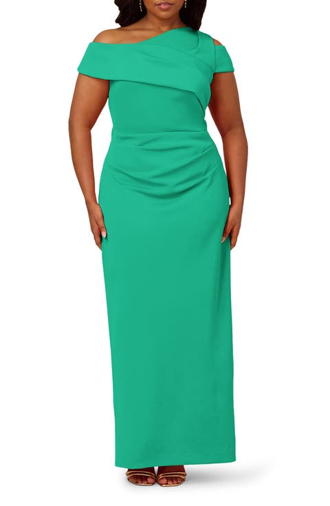 Asymmetric Drape Sheath Gown (Plus)