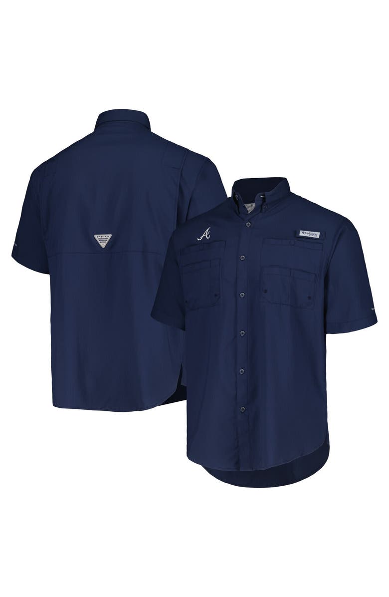 Columbia Men's Columbia Navy Atlanta Braves Tamiami Omni-Shade Button-Down Shirt, Main, color,