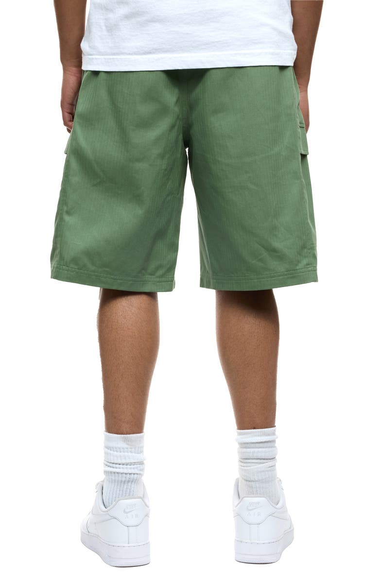 Round Two Cotton Herringbone Cargo Shorts, Alternate, color, Olive