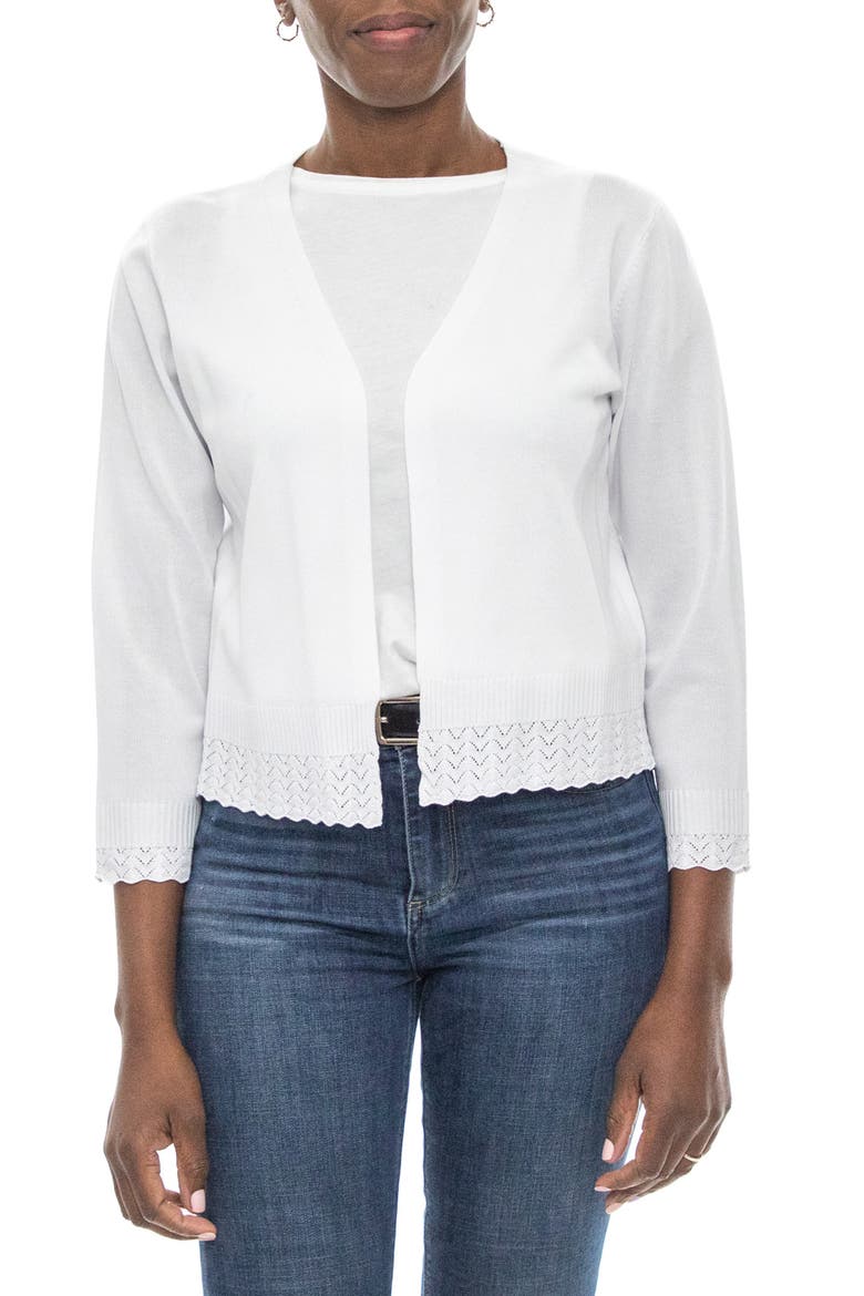 Ruffle Open Front Knit Bolero, Main, color, WHITE