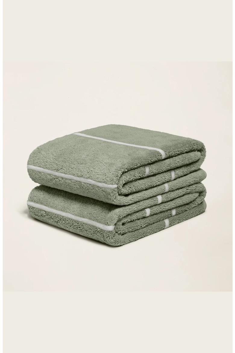Deia 2-Piece Bath Towel Set, Alternate, color, Sage & Ecru