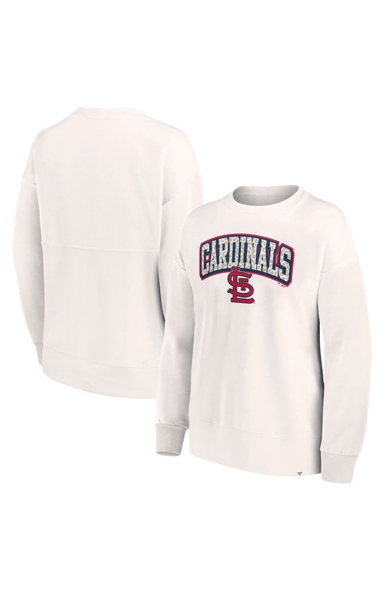 FANATICS Women's Fanatics Cream St. Louis Cardinals Leopard Pullover Sweatshirt, Main, color, Cream
