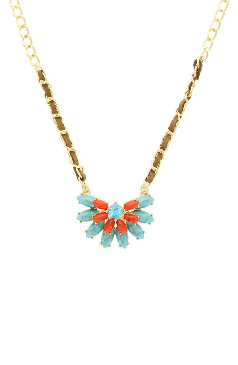 OLIVIA WELLES Nicasia Stone Pendant Necklace, Main, color, Gold / Turquoise