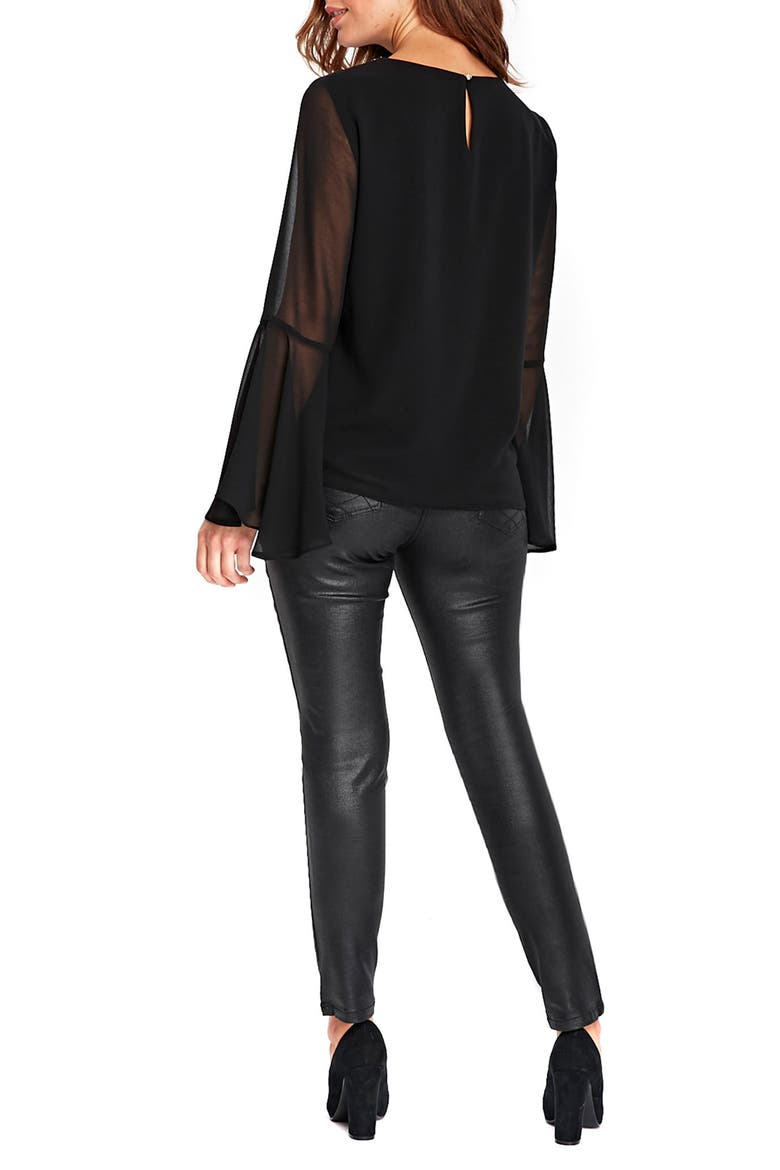 Embellished Neck Top, Alternate, color, BLACK
