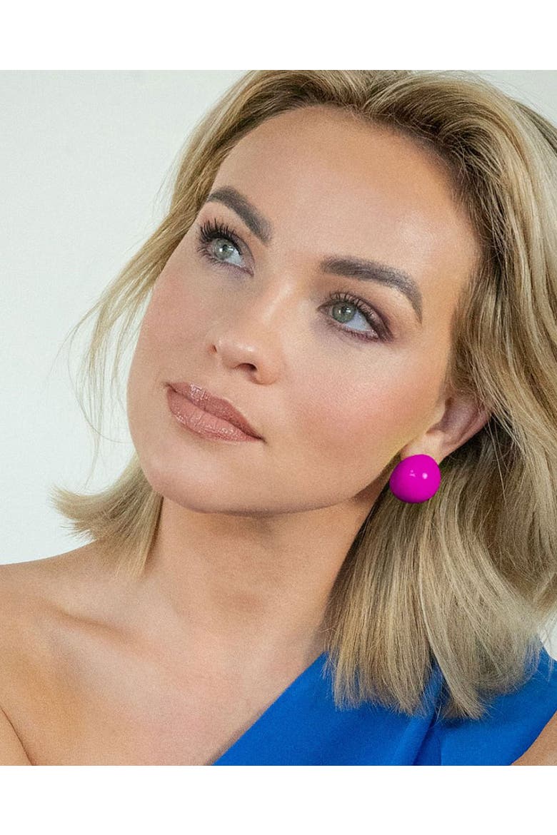 Gaia Mini Earrings, Alternate, color, Magenta Gumdrop