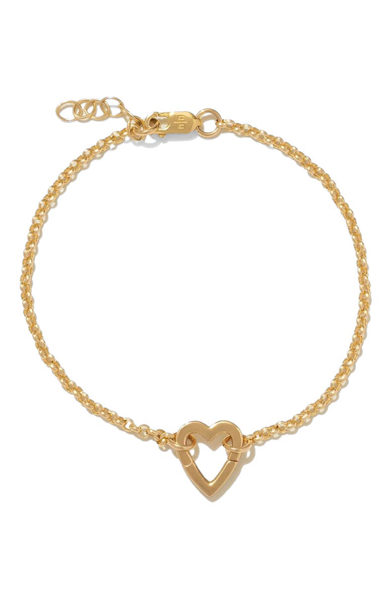 MADE BY MARY Rolo Charm Bracelet with CZ Link Lock, Alternate, color, Silver