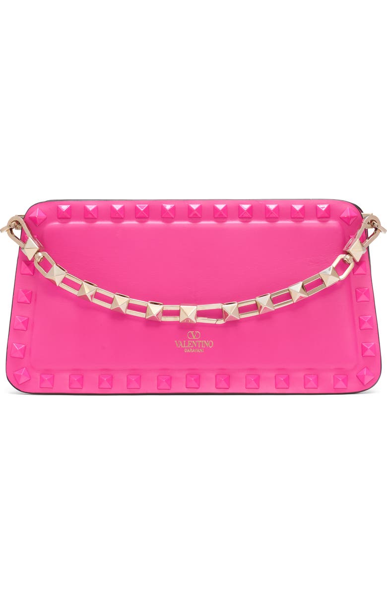 Valentino Garavani Rockstud Leather Clutch, Alternate, color,
