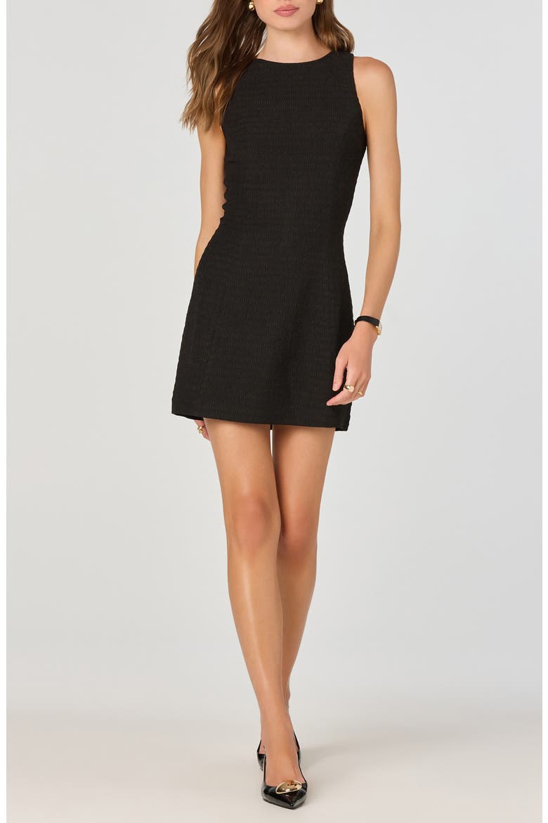 Textured Knit Sheath Minidress, Main, color, BLACK