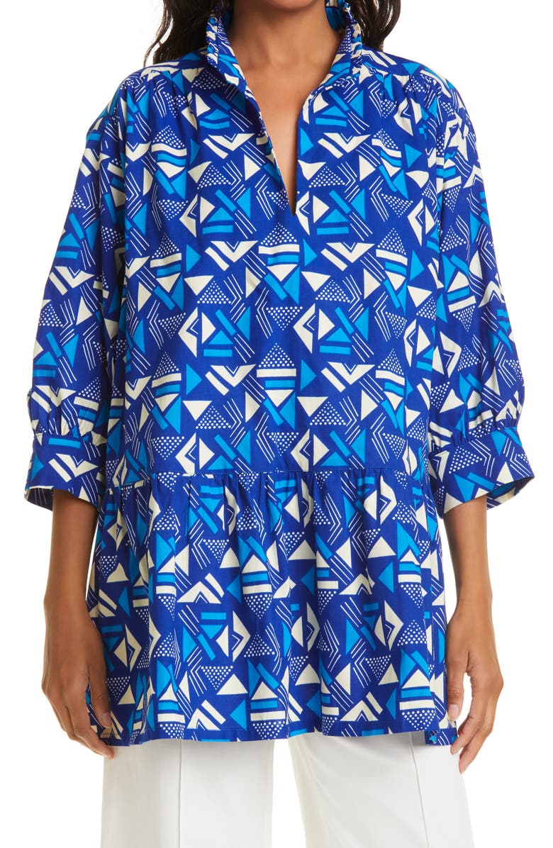 The Oula Company Curator Geo Print Cotton Top, Main, color,