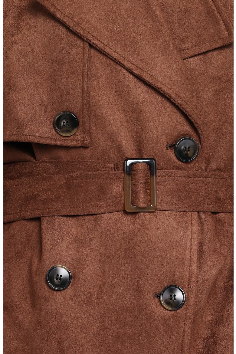 Micha Faux Suede Trench Coat, Alternate, color, BROWN
