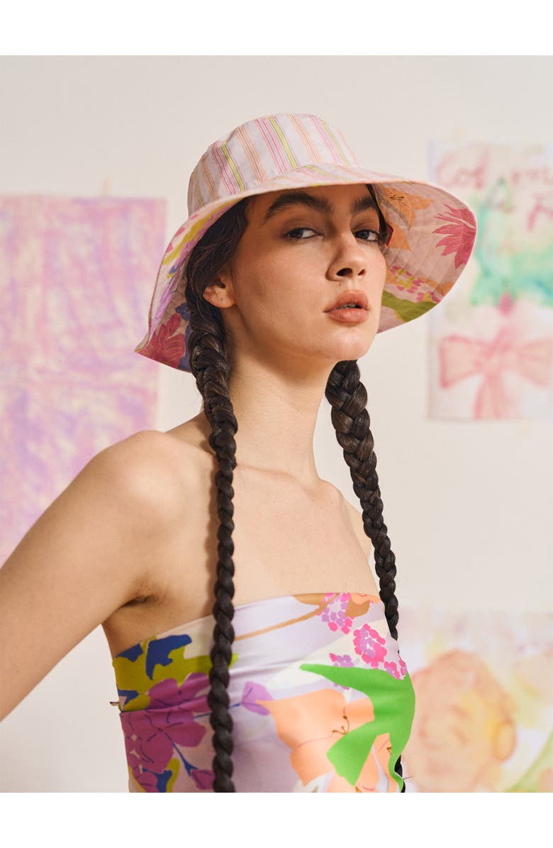 Lost Pattern FRIDA x LOST PATTERN "Frida's Garden" Cotton Reversible Sun Hat, Alternate, color, Pink