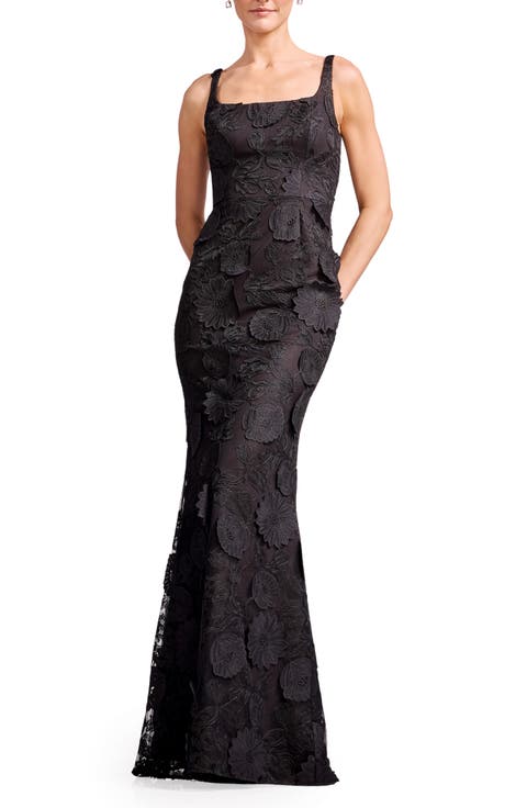 Lorena Floral Appliqué Mermaid Gown