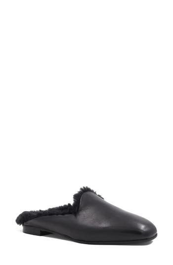 Aquatalia Rosabella Faux Fur Lined Leather Mule In Black