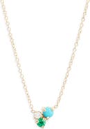 Zoë Chicco 14K Gold Mixed Stone & Diamond Cluster Pendant Necklace