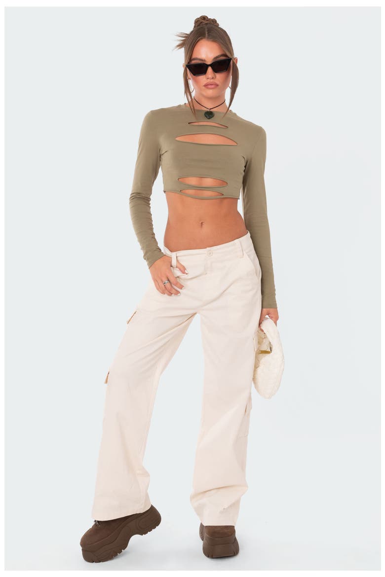 Slash Crop Top, Alternate, color, OLIVE