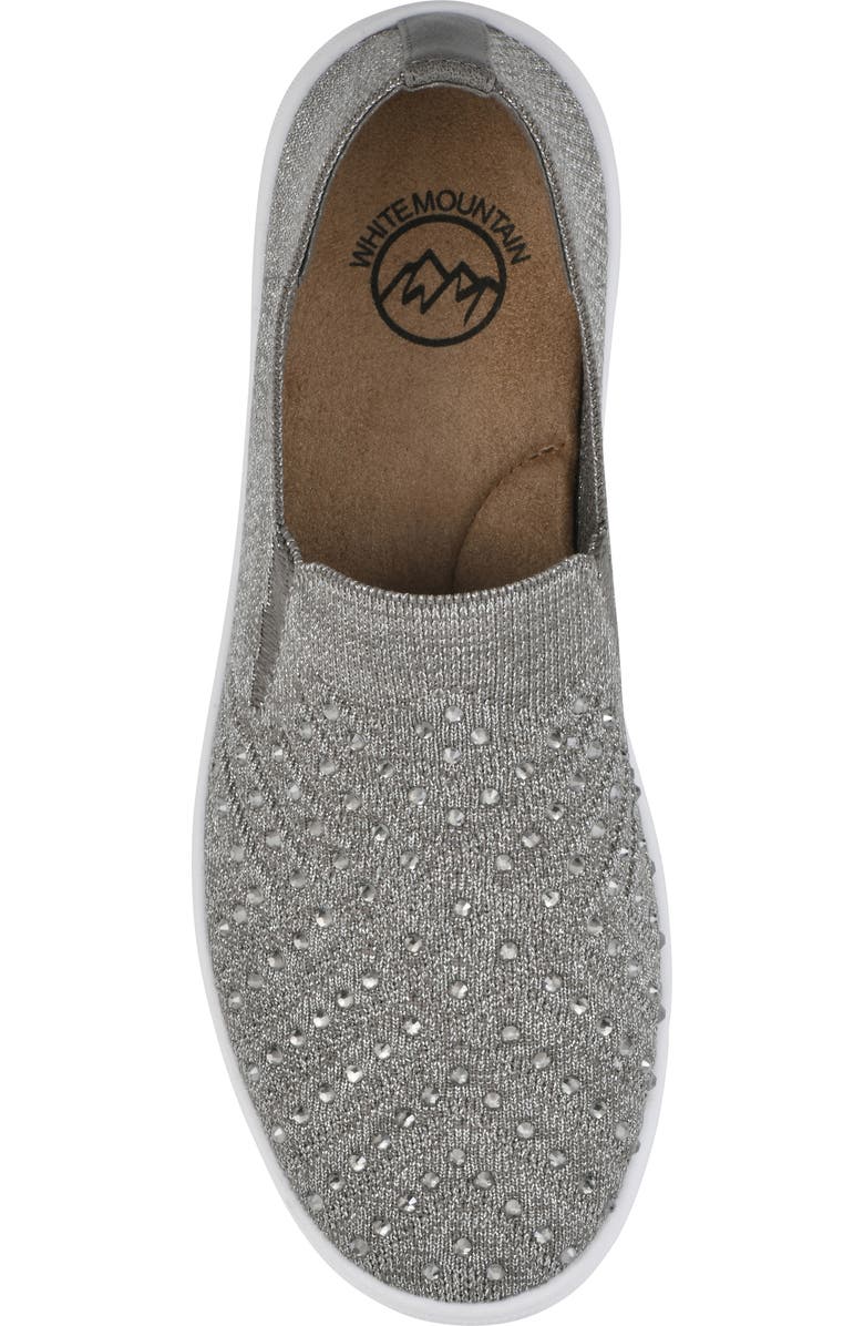 White Mountain Footwear Upbring Rhinestone Slip-On, Alternate, color, Silver/ Fabric