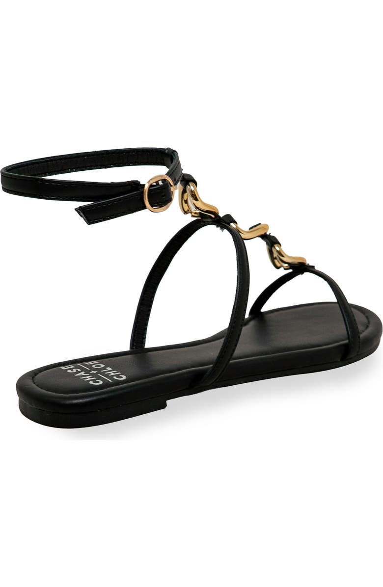 CHASE AND CHLOE Ankle Strap Flat Sandal, Alternate, color, Black