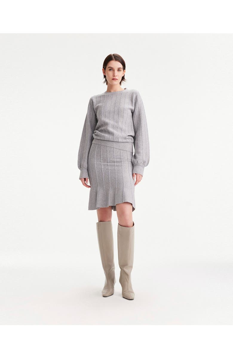 THEO The Label Ersa Shimmer Rib Stripe Tulip Skirt, Alternate, color, 