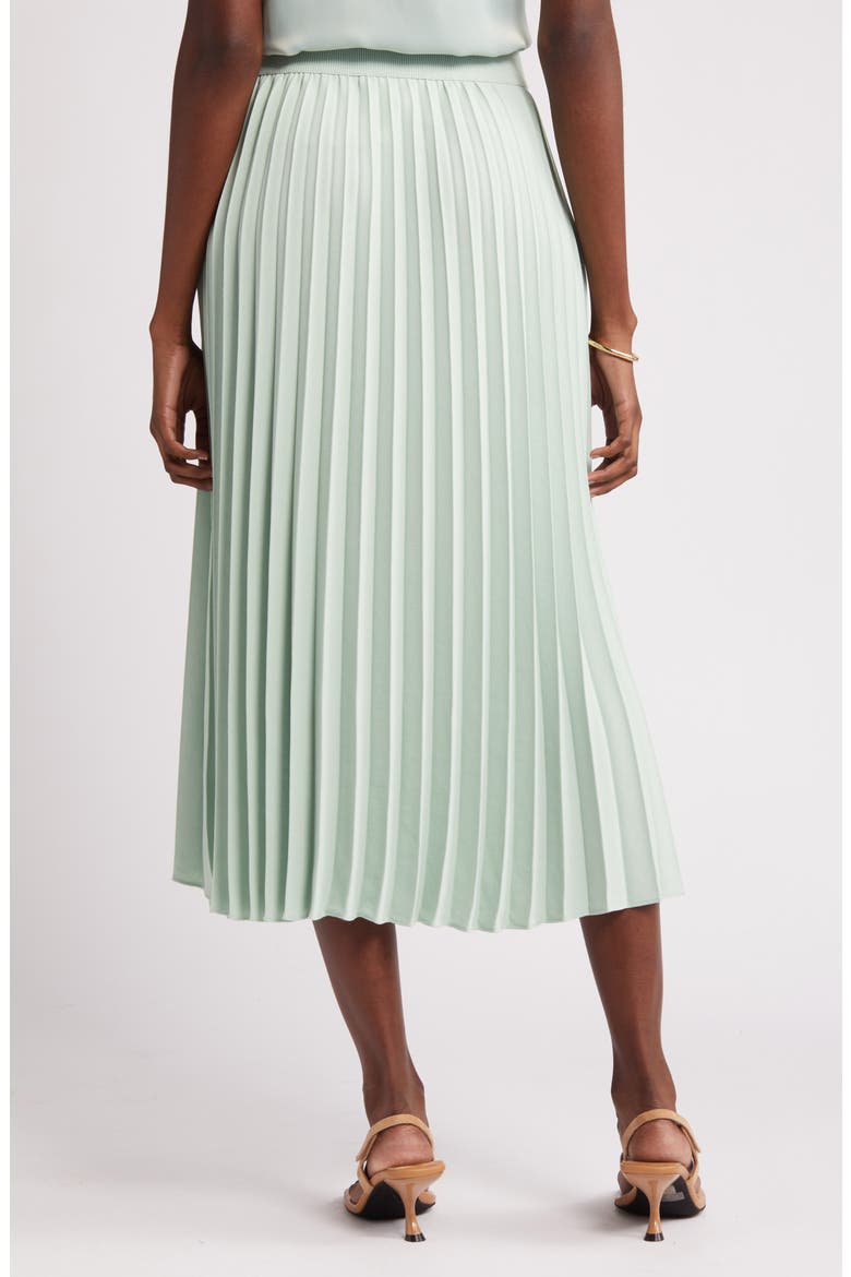 Pleated Asymmetric Hem Midi Skirt, Alternate, color, GREEN FONDANT