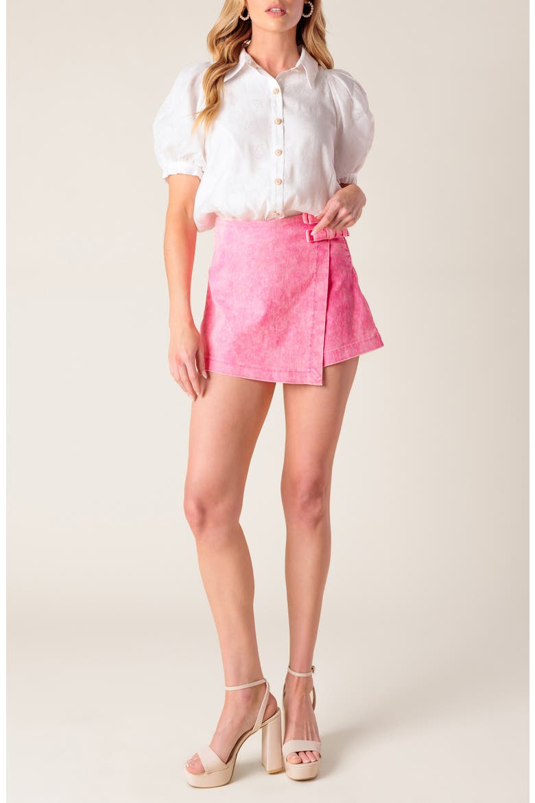 Acid Wash Double Bow Skort, Alternate, color, PINK ACID