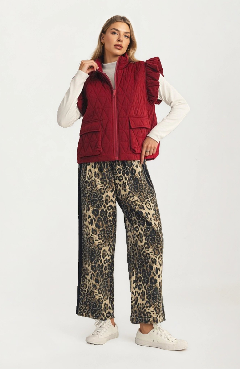 Knit and Lounge Quilted Ruffle Shoulder Vest, Alternate, color, 