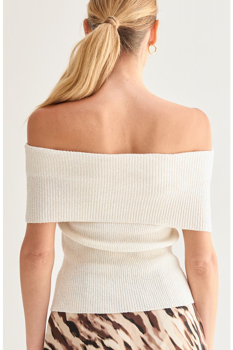 Off Shoulder Sweater Knit Top, Alternate, color, White