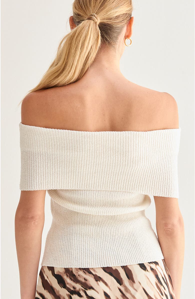CRESCENT Off Shoulder Sweater Knit Top, Alternate, color, White
