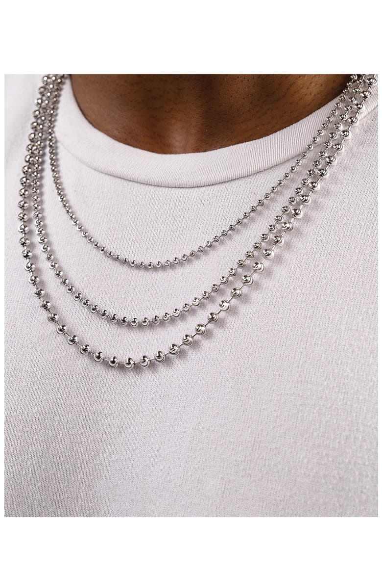 Sterling Silver 4mm Crescent Ball Chain Necklace, Alternate, color, SILVER