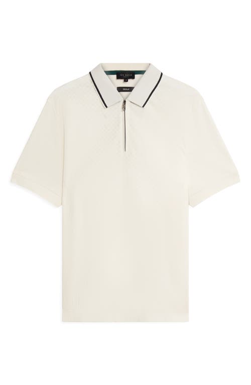 Ted Baker Cophen Stretch Cotton Zip Polo In White