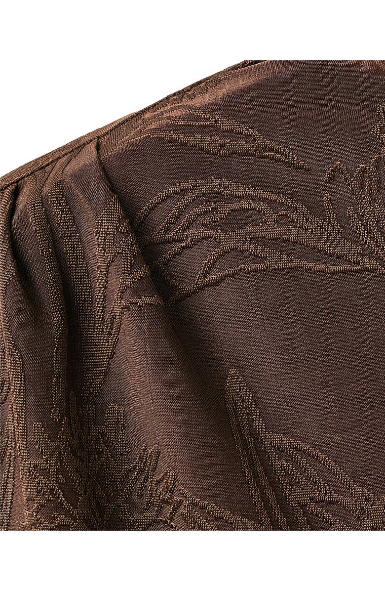 MANGO Floral Jacquard Top, Alternate, color, Brown