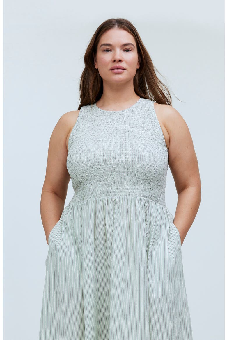 The Melody Smocked Midi Dress, Alternate, color, PISTACHIO