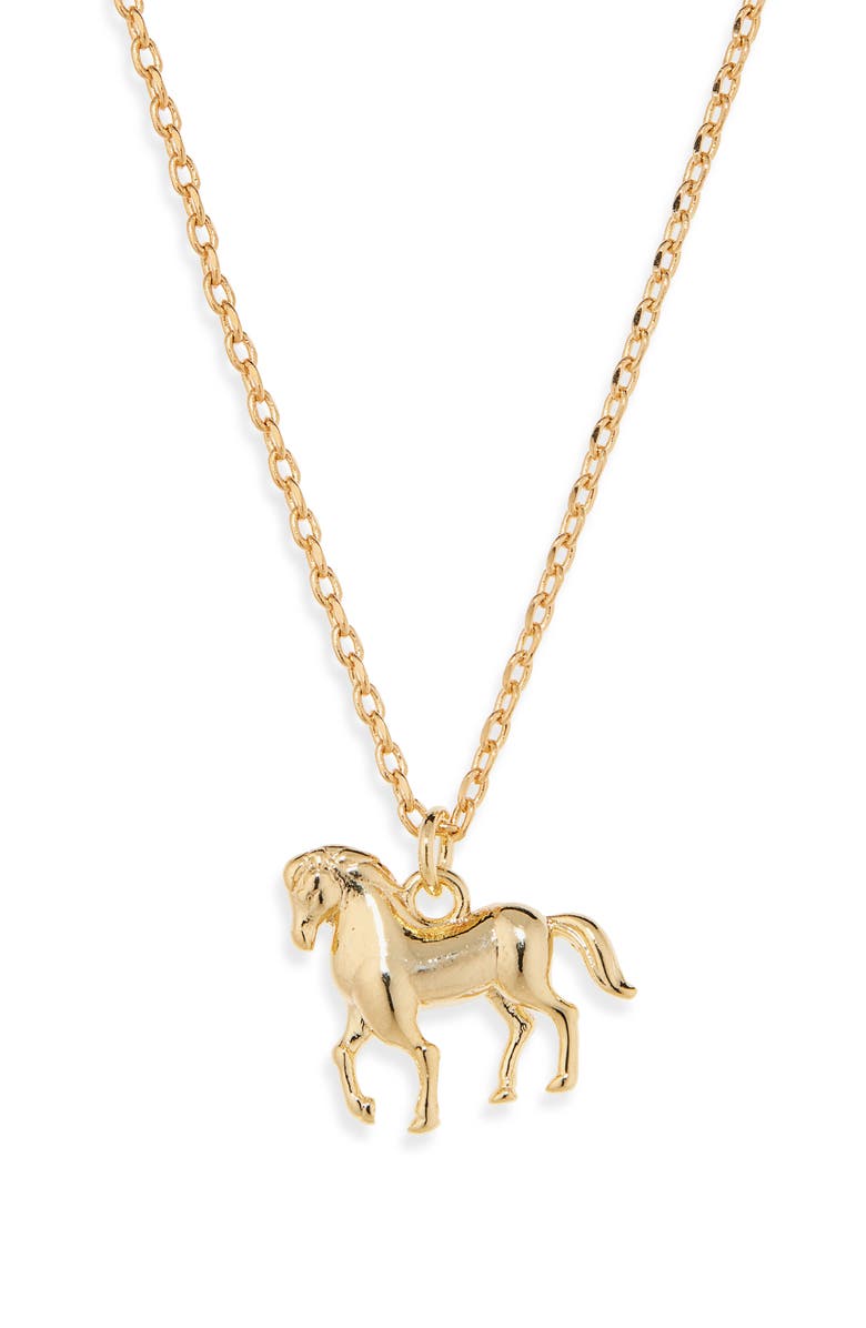 Estella Bartlett Horse Pendant Necklace, Main, color, Gold