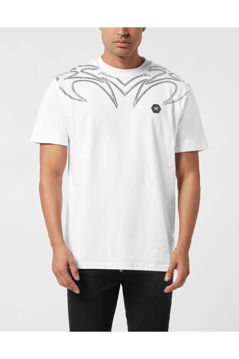 Round Neck T-Shirt Texas Studs Men, Main, color, white